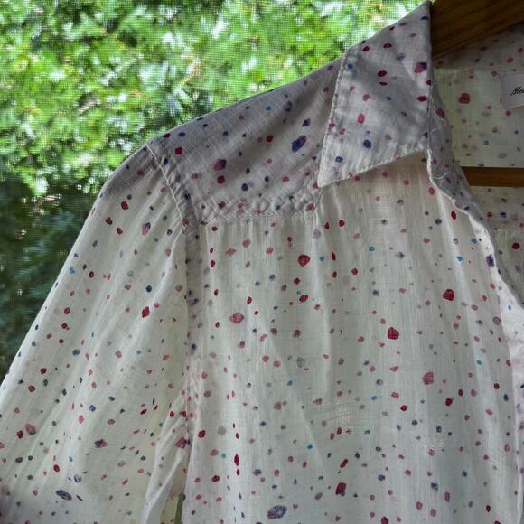 Anthropologie Meadow Rue White And Red Confetti Button Down Shirt Size 6 - Picture 6 of 11